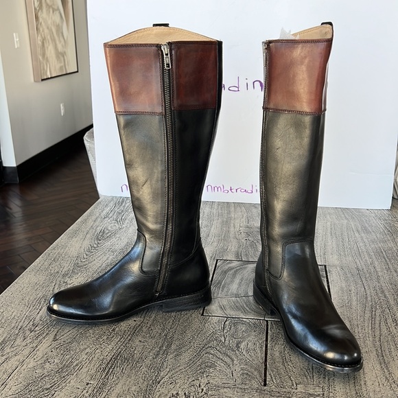 Designer Frye The Frye Company black/brown 7B cowboy riding boots - Picture 8 of 16